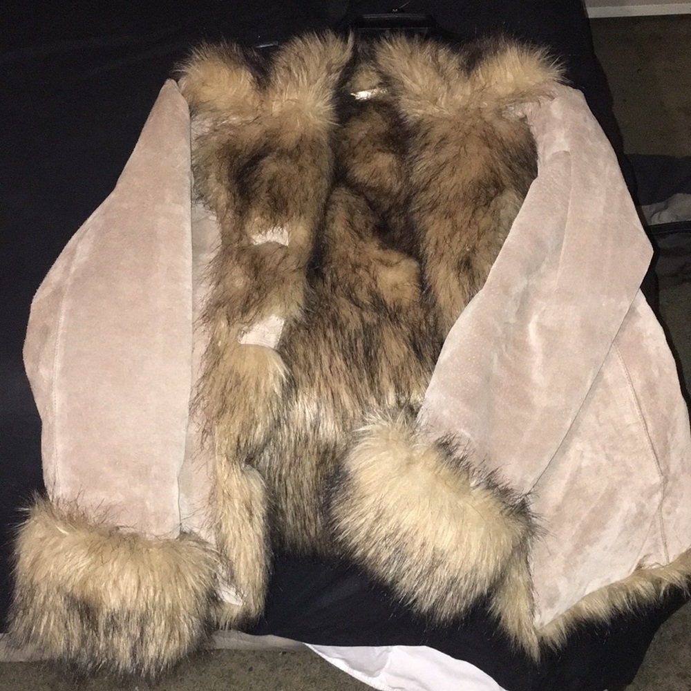 Brandon Thomas tan leather and polyester jacket